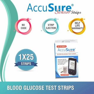 AccuSure Sensor Glucometer Test Strips Pack of 25