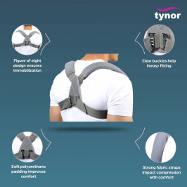 Tynor Clavicle Brace with Buckle C-04 | Posture Support | Collarbone Fracture Aid | Comfortable & Adjustable Back Support