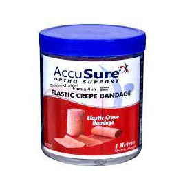 AccuSure Elastic Crepe Bandage with Hook & Loop Closure (6cm x 4mt)