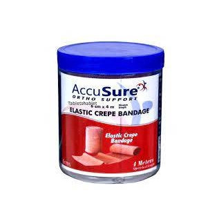 AccuSure Elastic Crepe Bandage with Hook & Loop Closure (6cm x 4mt)