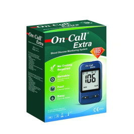 On Call Extra Blood Glucose Sugar Check Glucometer with 10 FREE Strips