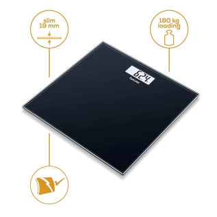Beurer GS 10 glass bathroom scale with Easy-to-read LCD display, Automatic switch-off, overload indicator,180 kg