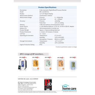 BPL Blood Pressure Monitor B15 Bp Monitor