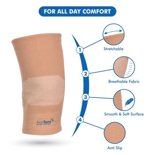AccuSure Knee Support For Relieves Pain, Support, Uniform Compression, Gym, Sports