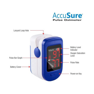 AccuSure FS10C Finger Tip Digital Pulse Oximeter (White & Blue)