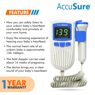 AccuSure Fetal Doppler For Doctors and Mothers Fetal Heart Rate Monitor