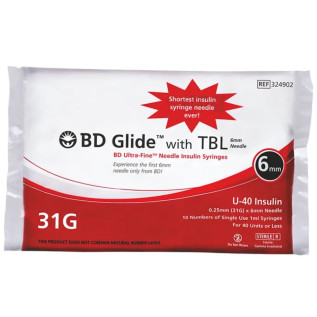BD GLIDE INSULIN SYRINGE 31 G (40 IU) 100 PCS