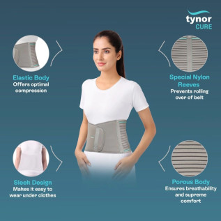 Tynor Abdominal Support 9" A-01 | Post-Surgery Belt | Waist Compression | Back Support | Pain Relief | Adjustable & Breathable