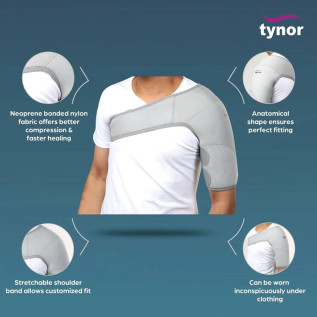 Tynor Shoulder Support (Neo) J-14 – Pain Relief for Shoulder Injury, Compression Support for Joint Stability (Size Options)